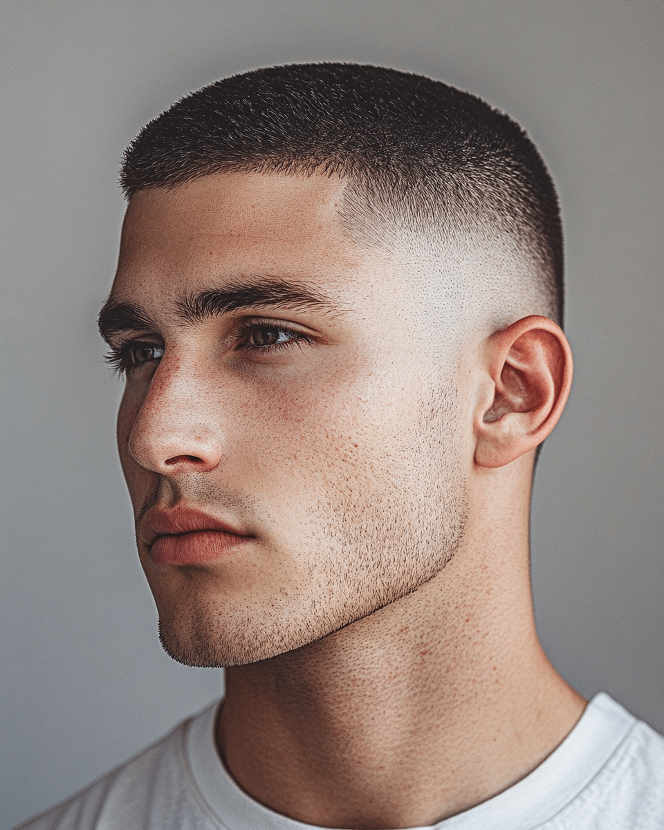 khaoula0921_A_STILL_OF_A_MALE_Classic_Buzz_Cut_with_Mid_Fade__37189cdf-5cd3-438e-b64b-5f4e4d1ddacd_1 15 Modern Short Hairstyles and Haircuts For Men