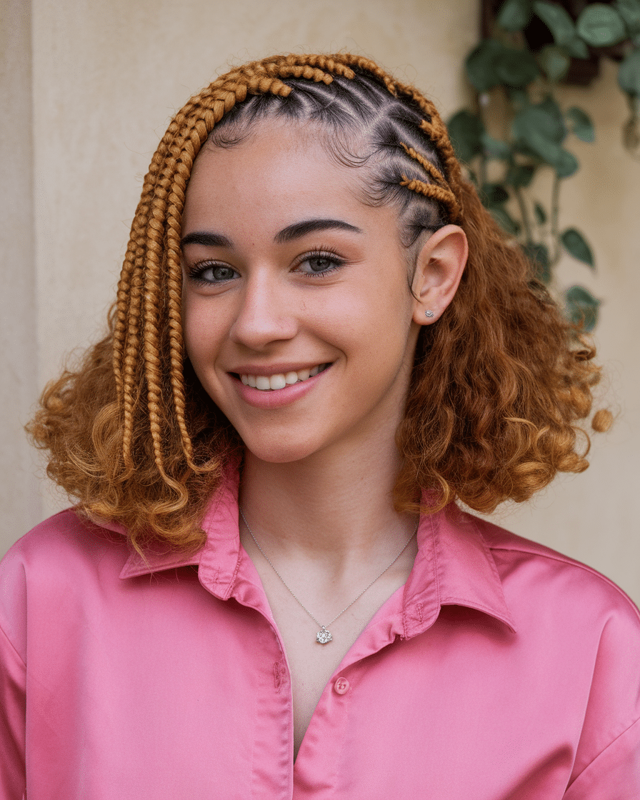 a-medium-shot-of-a-young-female-woman-wi_DOwKbj_KSluujB8vtKgSbQ_MKgWG53vRH-g_ouPB_xM1g Top 25 Stunning Braids Hairstyles: Black Cornrows with Curls