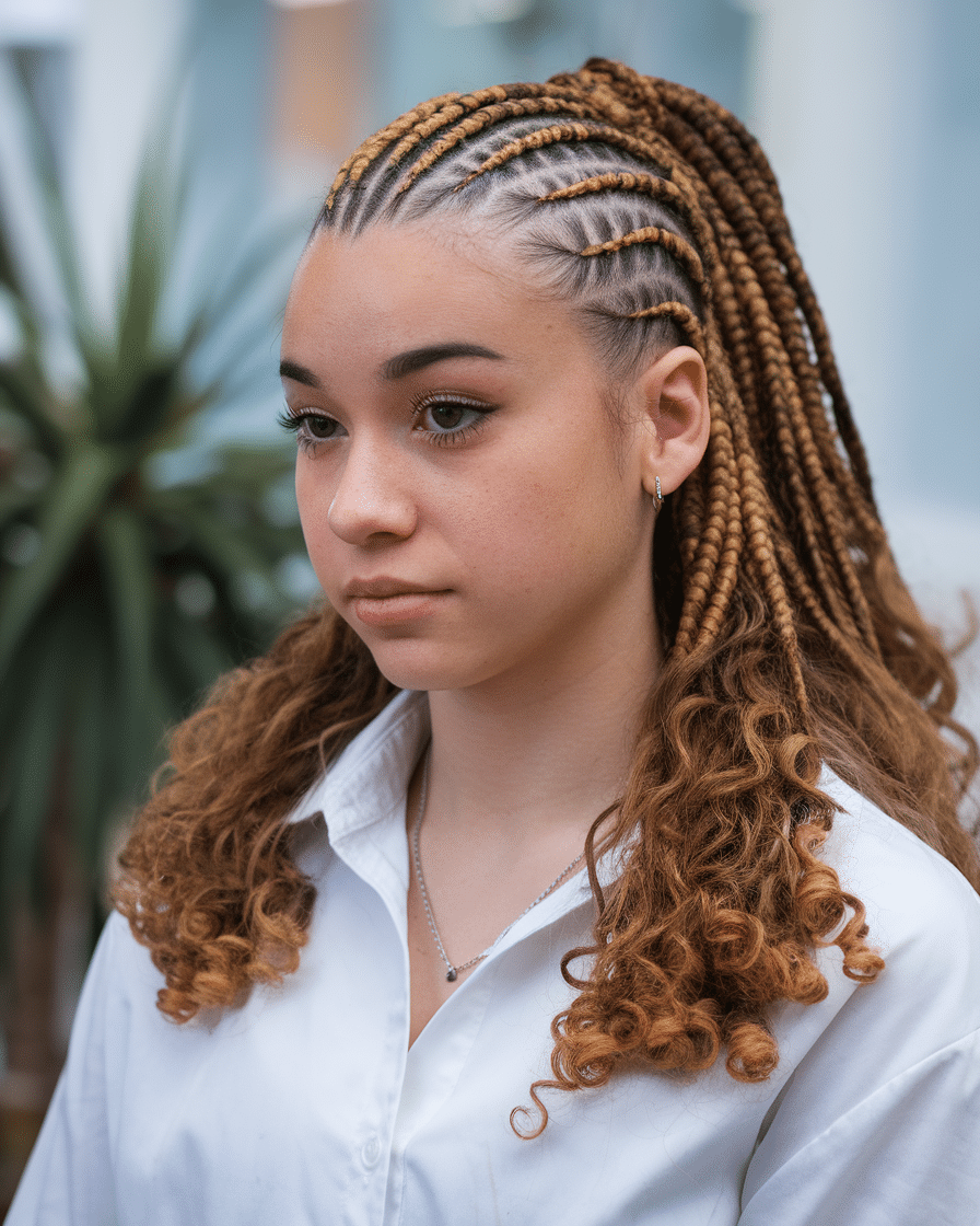 a-medium-shot-of-a-young-female-woman-wi_EoPww_WKQpi-VLaRkJBIDA_UN2GbwOISz2_RjCLMkqSaQ Top 25 Stunning Braids Hairstyles: Black Cornrows with Curls