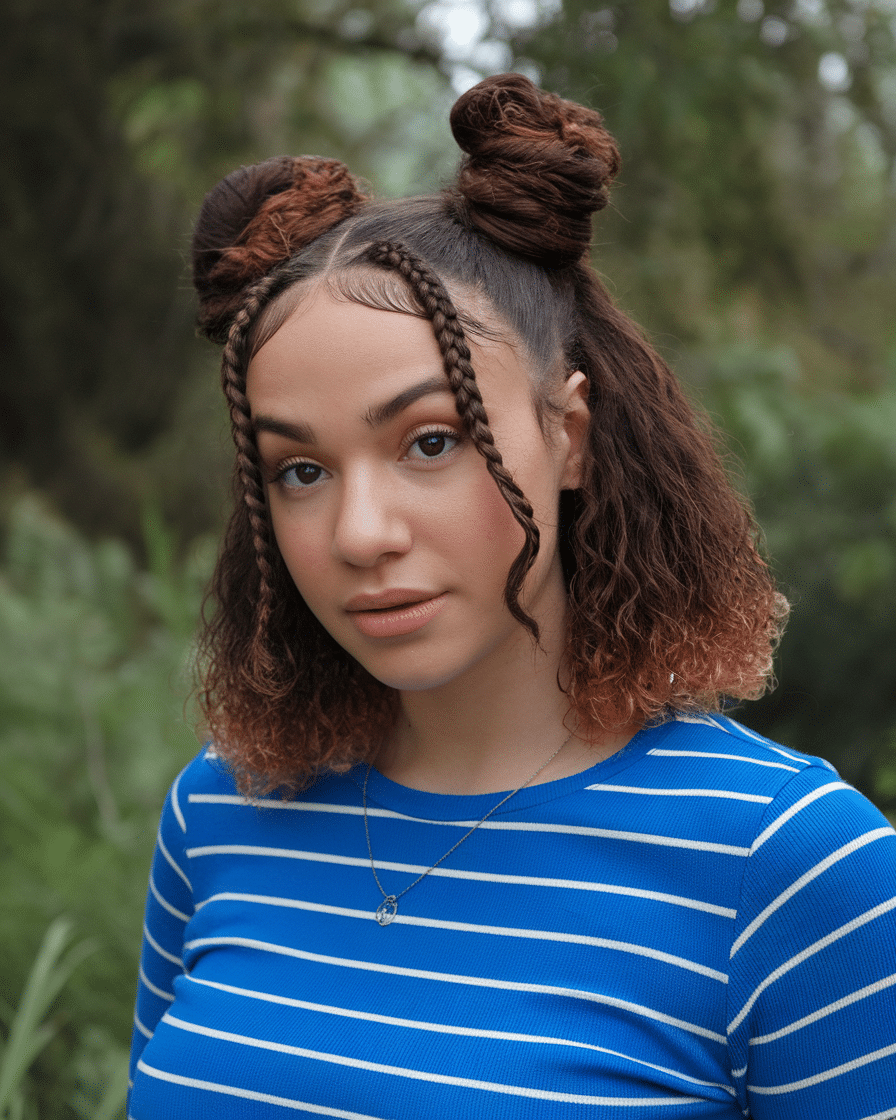 a-photo-of-a-young-female-woman-with-cor_Km5vGvzmQJuOPRrTQo02rA_5yi3kt8cTl-qeeDFsYElrA Top 25 Stunning Braids Hairstyles: Black Cornrows with Curls