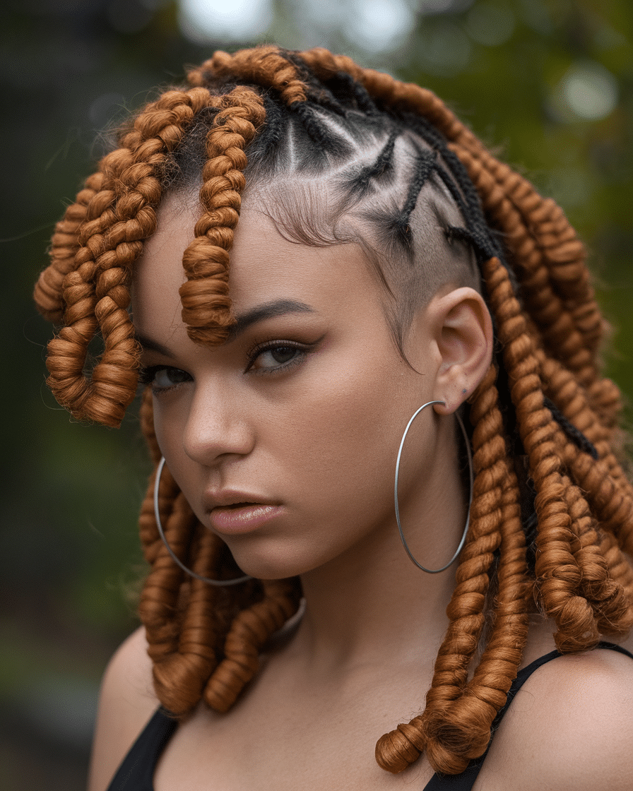 a-photo-of-a-young-female-woman-with-cur_N4H3r_XKTHyWimX2VFZMbQ_j1Gue0L1QfyakI1C4_gNVQ Top 25 Stunning Braids Hairstyles: Black Cornrows with Curls