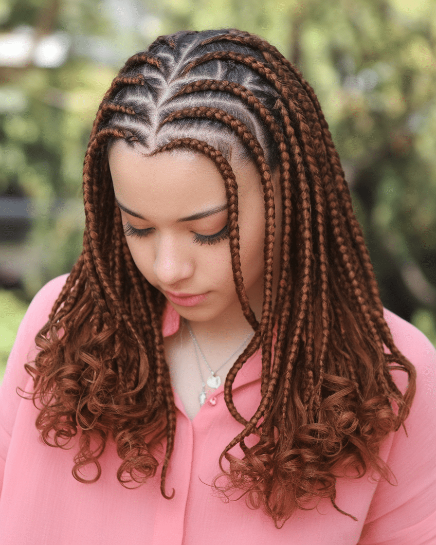 a-photo-of-a-young-female-woman-with-hea_g7dQnB67TgS4HNIRzPfGLg_mS8MphMSSWS4bSp_Een_Dg Top 25 Stunning Braids Hairstyles: Black Cornrows with Curls