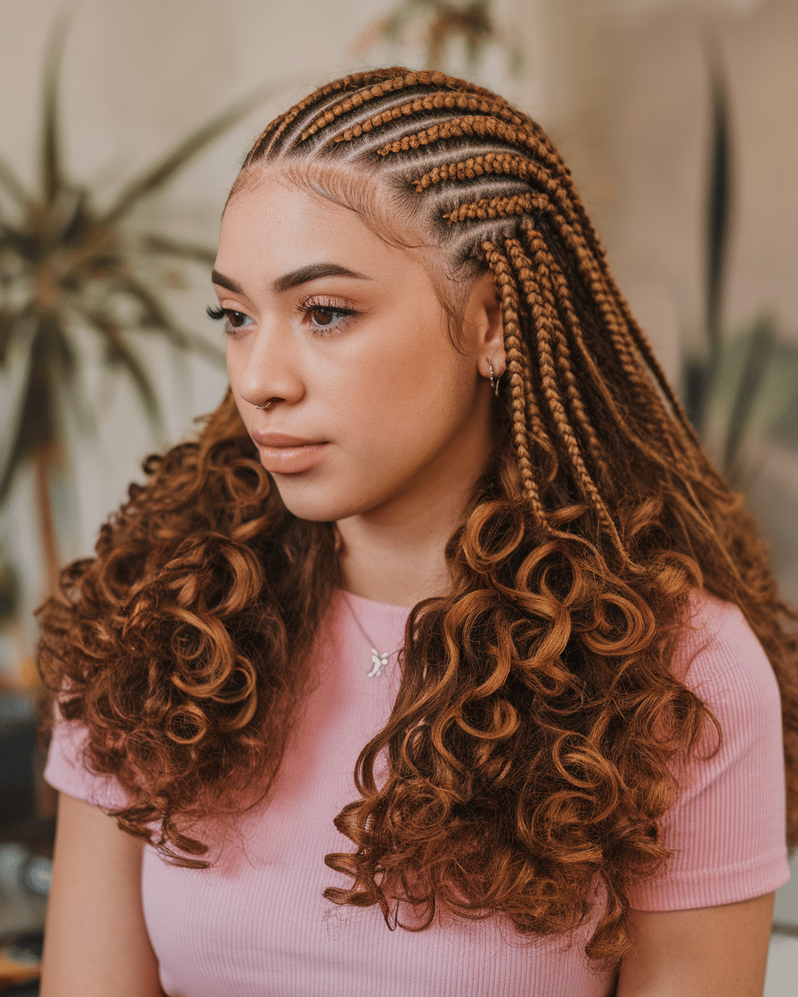 a-still-of-a-young-female-woman-with-hal_aoUIFeCNQOW42gs0pXkVPw_sj6nAJ3oSiK6ywl2DQlfdQ Top 25 Stunning Braids Hairstyles: Black Cornrows with Curls