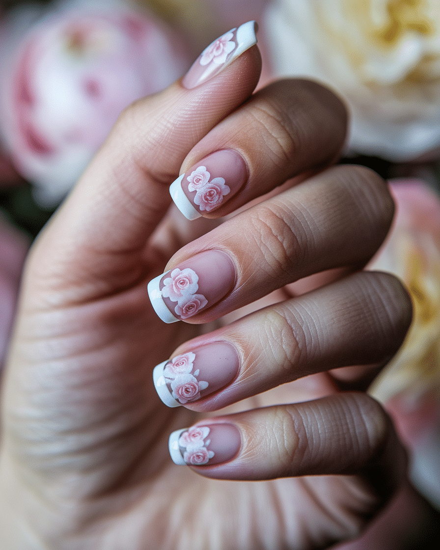 0001_2_a-close-up-photograph-of-a-beautiful-han_6Ndkq-Z0QLW8AYd1CkYxag_D346BFi2TH-fh0zqnPP9jQ The Timeless Elegance of Floral French Nail Designs