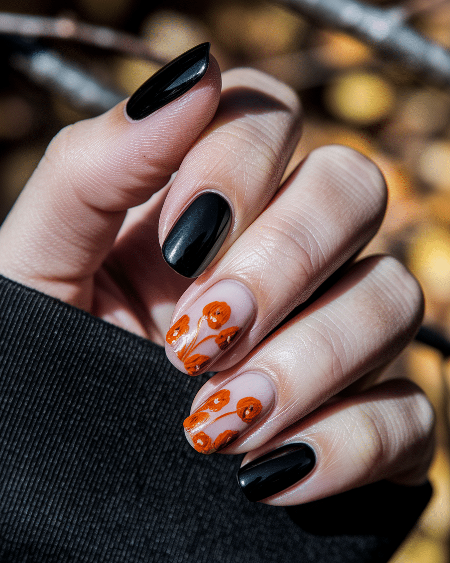 0001_3_a-close-up-photograph-of-a-beautifully-m_Y1Und_mBRQqfB9QKM-Ab8w_BCah75Y0QLG4TlT2BMhE5Q Elegant Fall Nail Trends: Why Black French Almond Nails Are the Ultimate Seasonal Staple