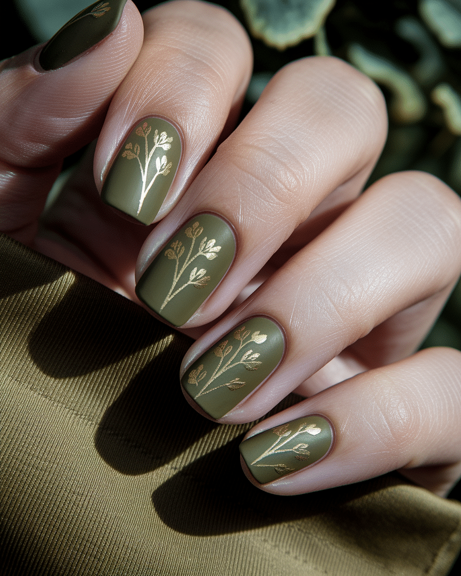 Elegant Floral Nail Designs That Shine with Gold Accents