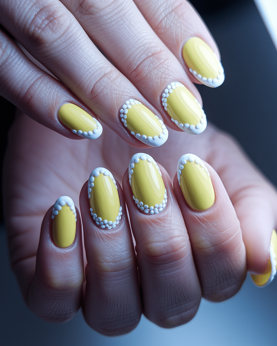 Embrace the Glow of Spring with Yellow French Flower Nails