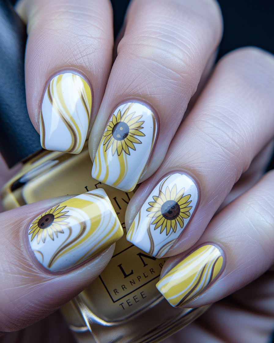 Radiant Floral Nail Art: Embrace Sunshine with Yellow Sunflower Designs