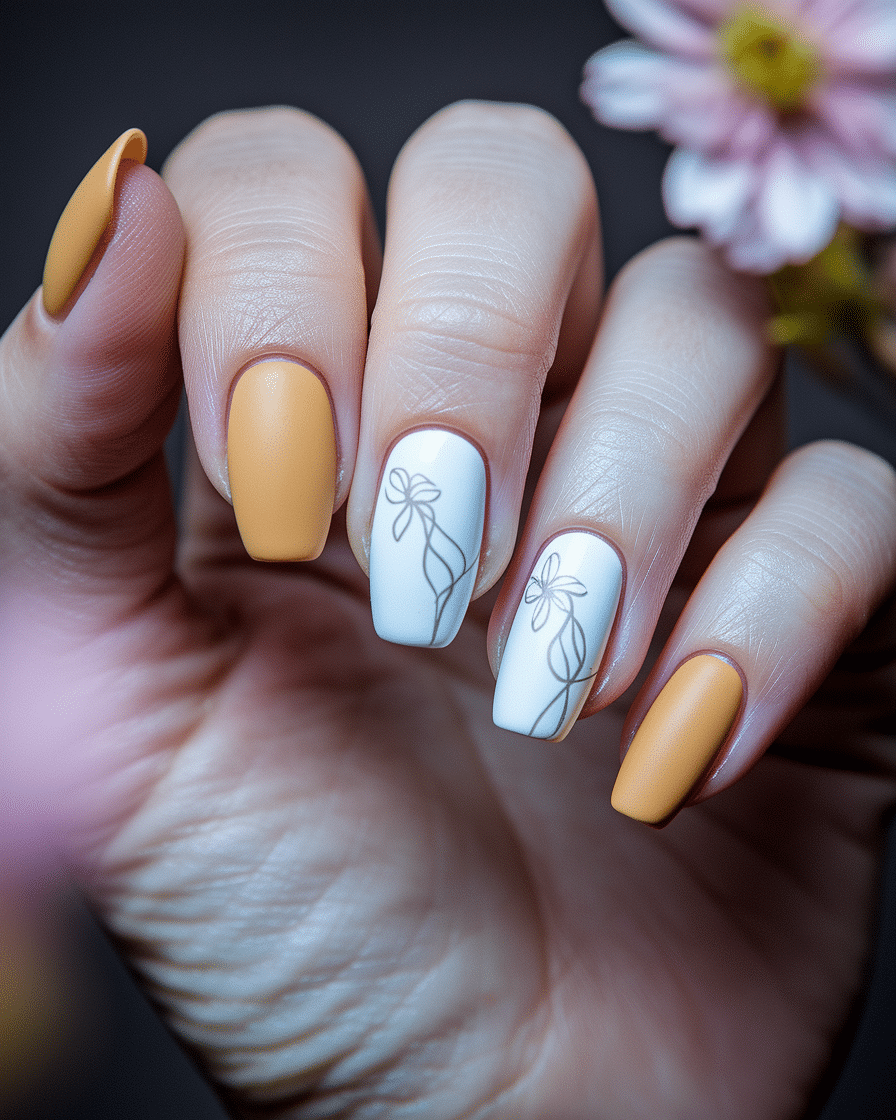 Embrace the Glow of Spring with Yellow French Flower Nails