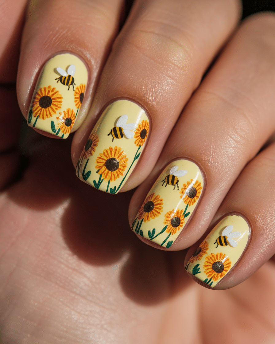 0005_1_a-close-up-photograph-of-a-beautifully-m_AhViMOQUTa-ehRHgvpRBUg_Dvx6iQzxQ2ejc_XhsN40XQ_cover Radiant Floral Nail Art: Embrace Sunshine with Yellow Sunflower Designs