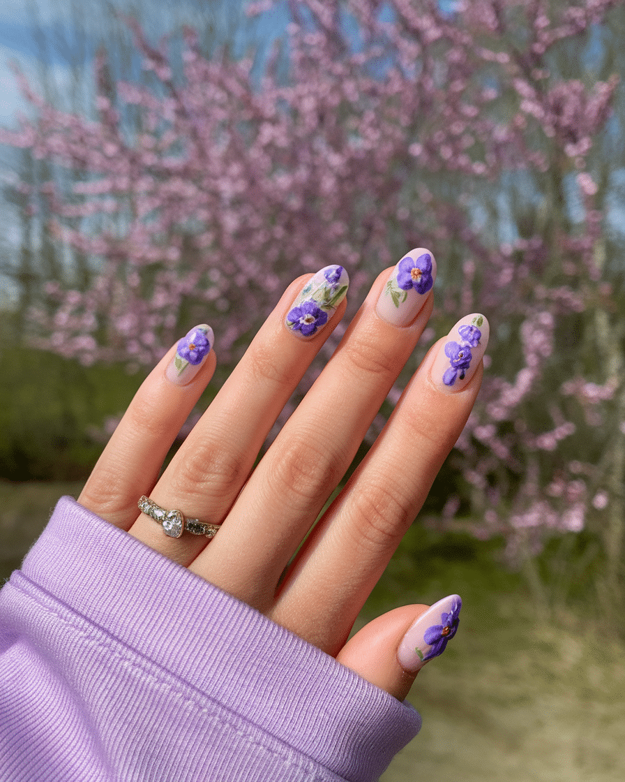 Blooming Beauty: The Timeless Charm of Purple Floral Nails