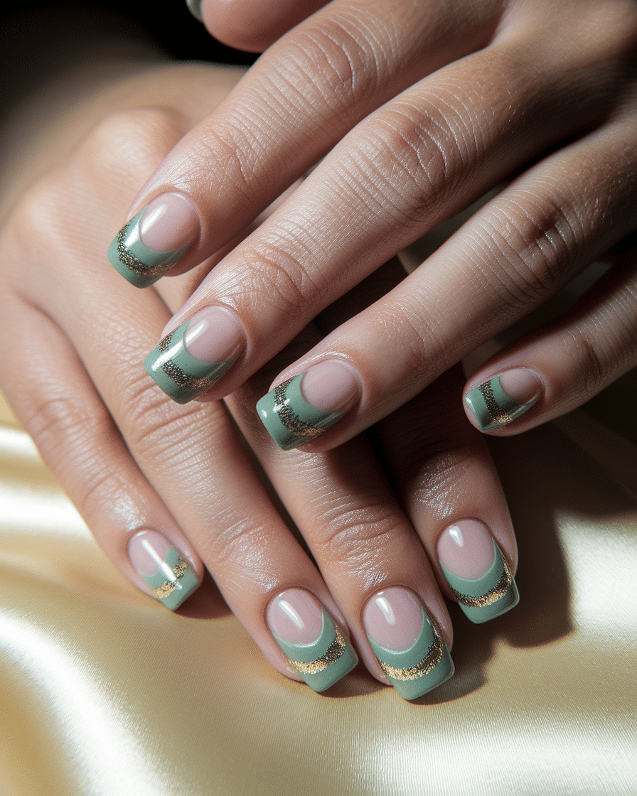 0005_3_a-close-up-photograph-of-a-beautiful-han_sib-lgjYR9CmAetP9m2C4g_zq6WjSdJT8GooWvu0vVMJg_cover Elegant and Earthy: The Rise of Soft Green French Nails with Glitter Accents in 2025