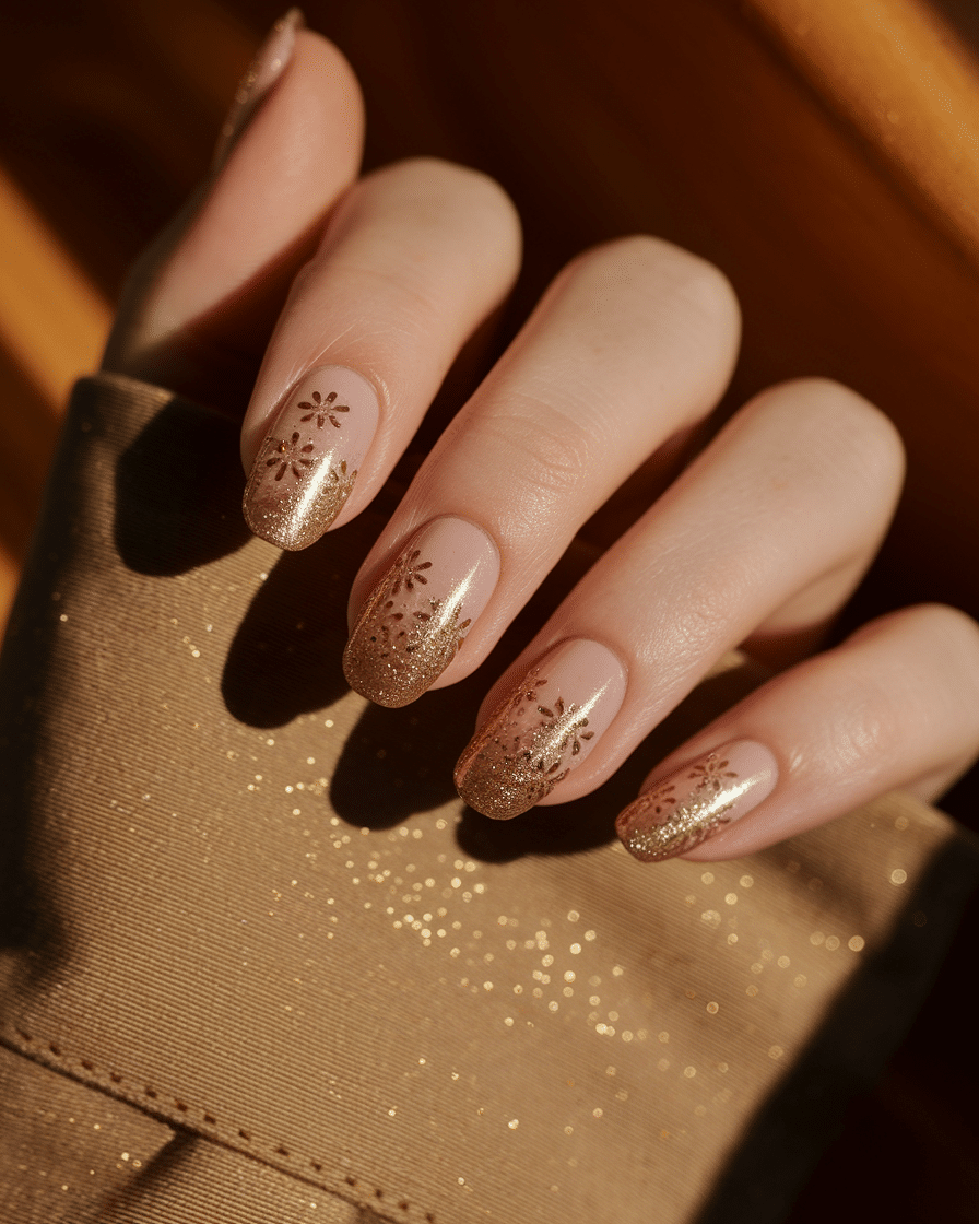 Elegant Floral Nail Designs That Shine with Gold Accents