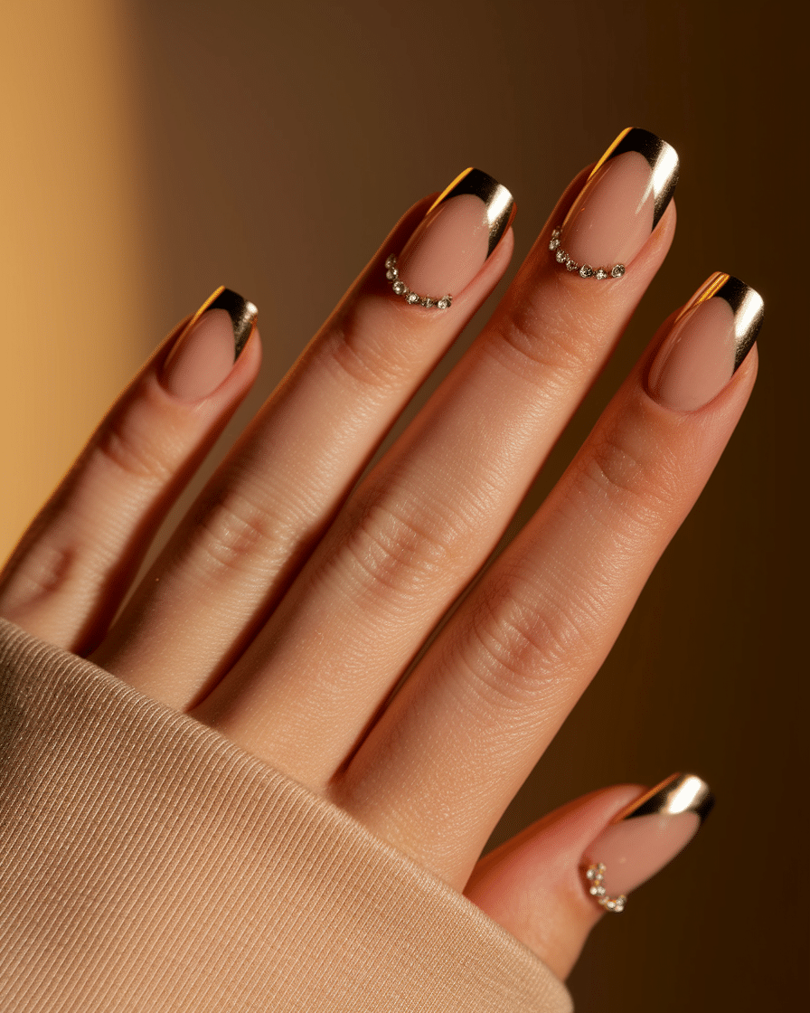 0007_1_a-close-up-photograph-of-a-beautiful-han__r0YI2gNTumXN6YD1nTyJg_cIGCi-FdSIuDtgNMp6bOgQ The Allure of Metallic Elegance: Embracing Gold Chrome Almond Nails
