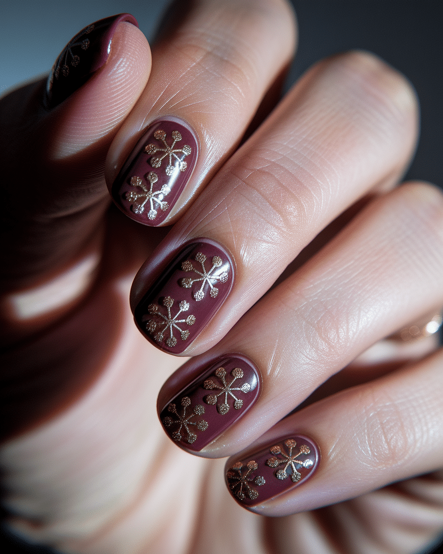0007_3_a-close-up-photograph-of-a-beautifully-m_jTEM6F8jTWmk9PfEC4xdWg_EIZ5GFWmS3e2wJQgyzgUgQ Winter Nail Colors That Make a Statement: Burgundy and Gold Nails to Warm Up the Season