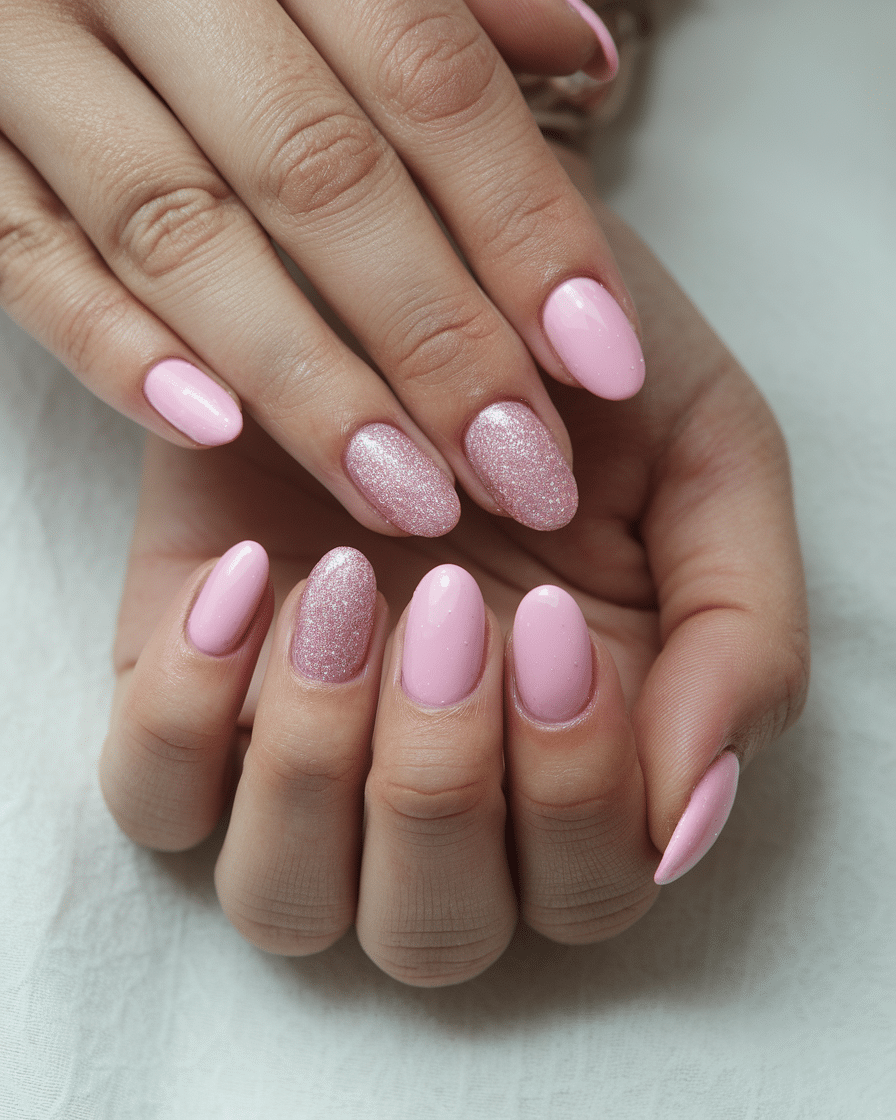 0007_4_a-photo-of-a-hand-with-nails-painted-pin_lqeXzjtMR3ierALlhso8wg_CrHeQTF7Sj6_HlYPiK6uxQ Shine Bright This Spring: The Sparkle Manicure Revival We’re Obsessed With