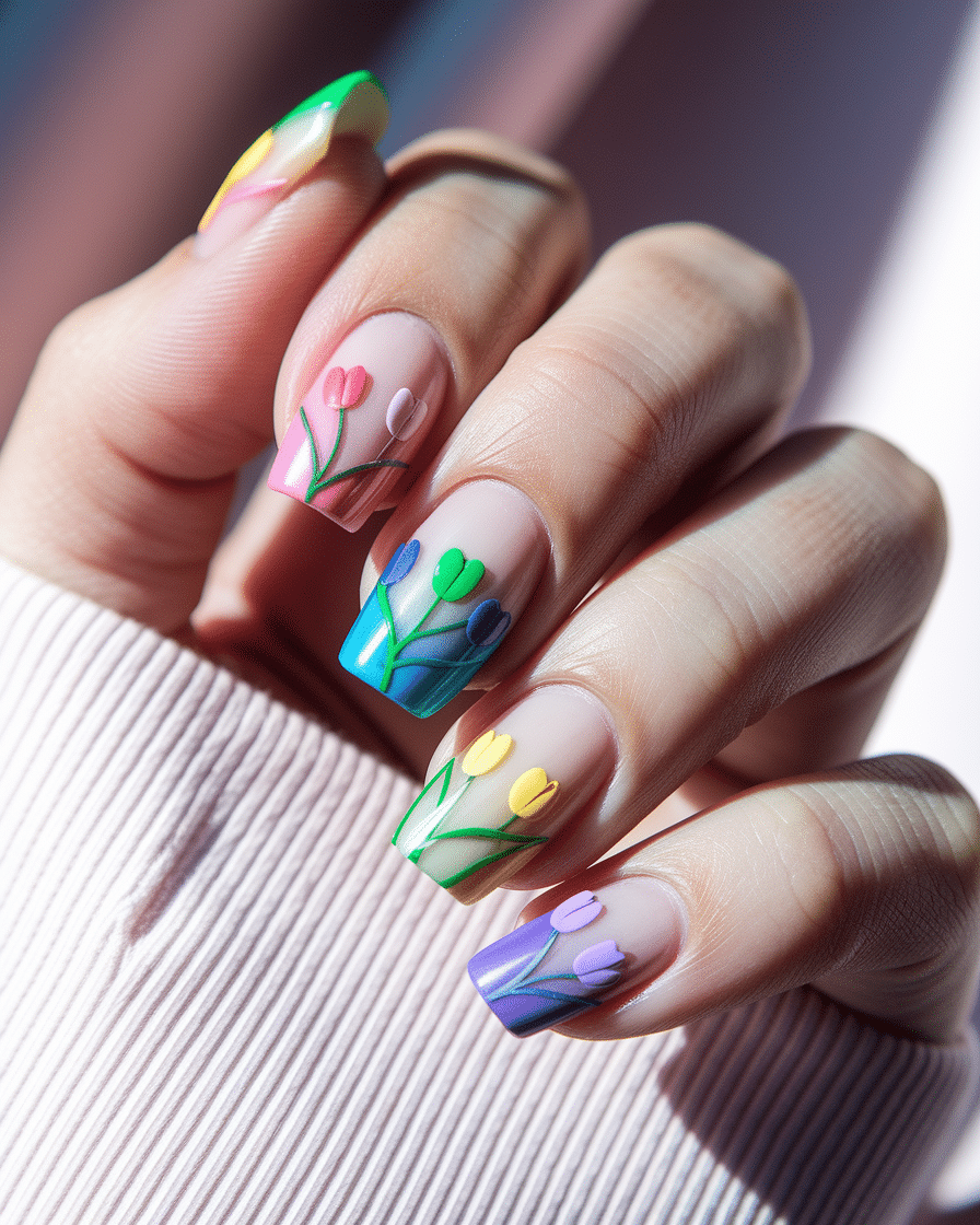 0009_2_a-close-up-photograph-of-a-beautifully-m_4fJCqBVkSquy-FyB-9Gg8A_rZTjqOoWTdGpCBWAgh601A Embracing Floral Nail Trends: How Tulip Nail Designs Are Blossoming in 2025
