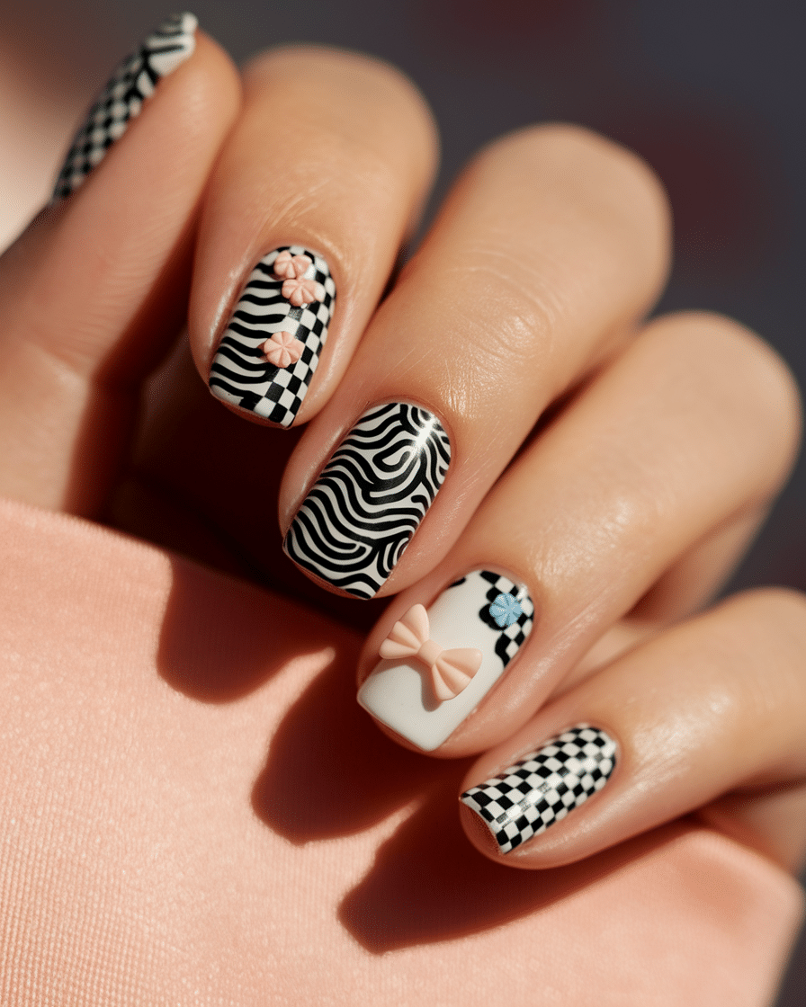 Elegant Nail Trends for 2025: Embracing Black Polka Dots, Bows, and Almond Shapes