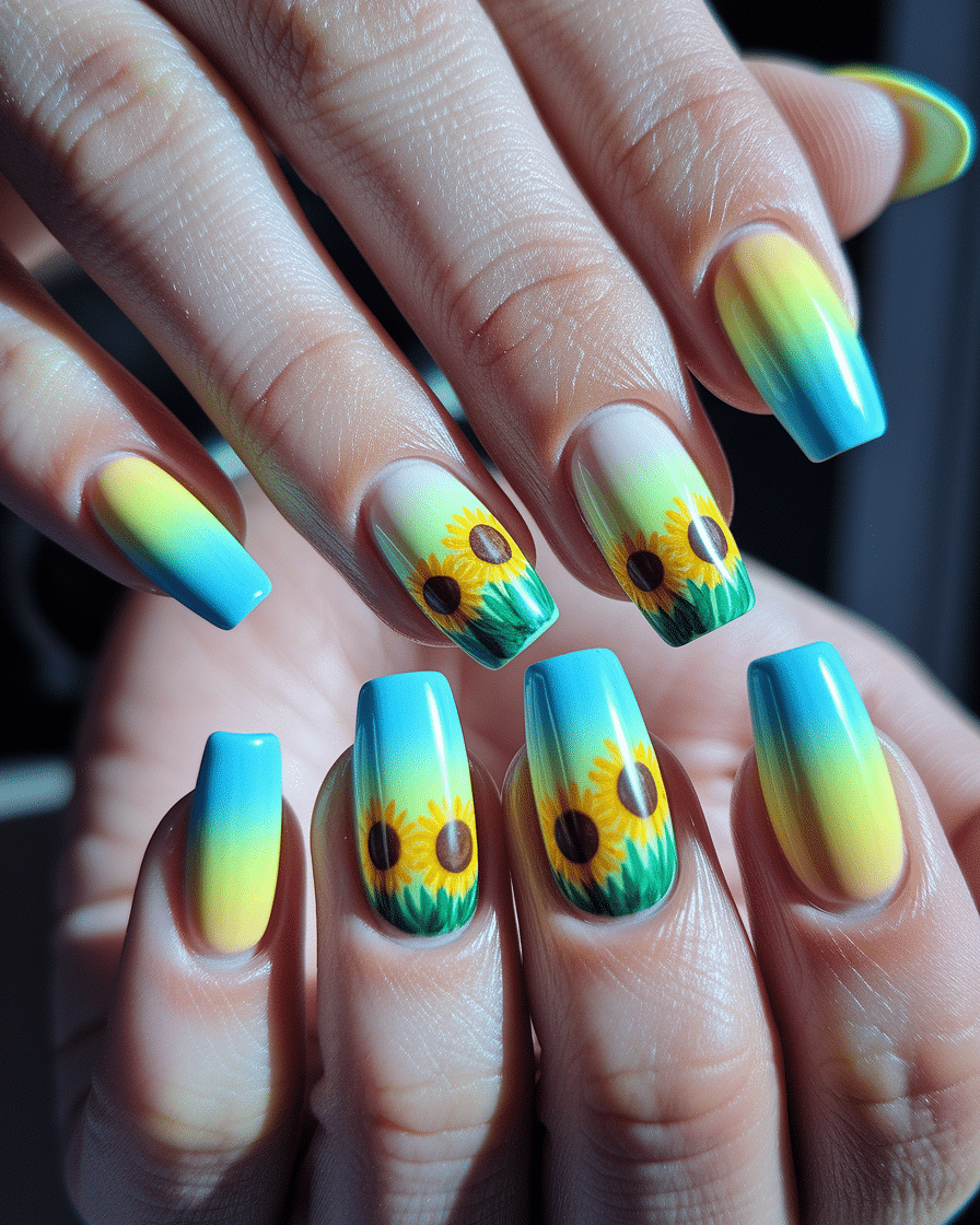 0011_2_a-close-up-photograph-of-a-beautifully-m_ntrhXmY7SmeFrTAOp0G8iA_u6C74rJBSOqB4NxCj_vtcw Radiant Floral Nail Art: Embrace Sunshine with Yellow Sunflower Designs