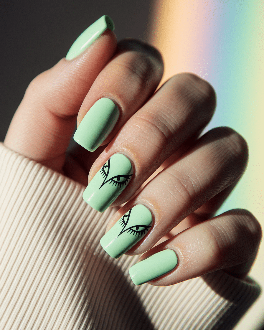 0011_3_a-close-up-photograph-of-a-beautiful-han_dhVIEGBXTvec9KIaATumBw_PFrpnCG3RQKszKw4T3K94A The Allure of Green Cat Eye Nails: A Stunning Choice for Short Almond Styles