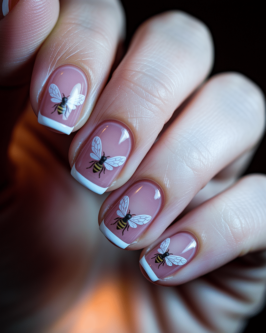 0011_3_a-close-up-photograph-of-a-beautiful-han_nAoaediVRQmtitMmXlPBPg_gWOO8bm1ThaONhQidLmnEw Sweet Spring Nail Trends 2025: Pink Hues and Bee-Inspired Magic