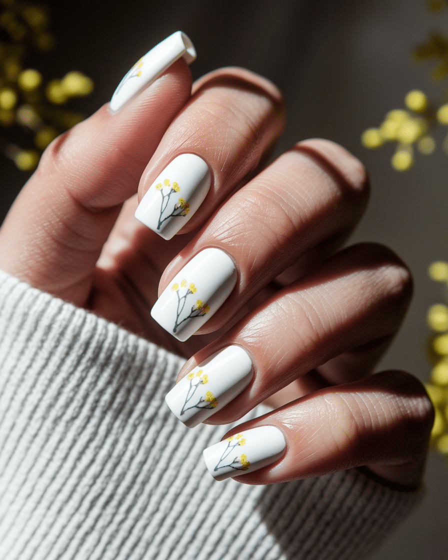 Embrace the Glow of Spring with Yellow French Flower Nails