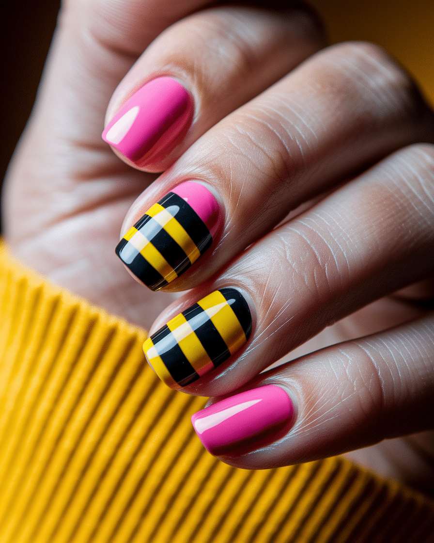 Sweet Spring Nail Trends 2025: Pink Hues and Bee-Inspired Magic