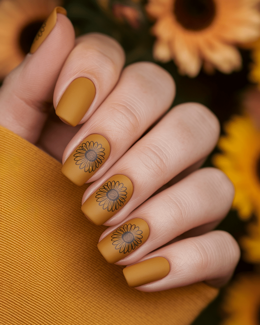 0013_1_a-close-up-photograph-of-a-beautifully-m_G23nM0AXQlmEA8mVmfZ-_g_6XxELycKSPy5UzNEnlJ_AQ Radiant Floral Nail Art: Embrace Sunshine with Yellow Sunflower Designs