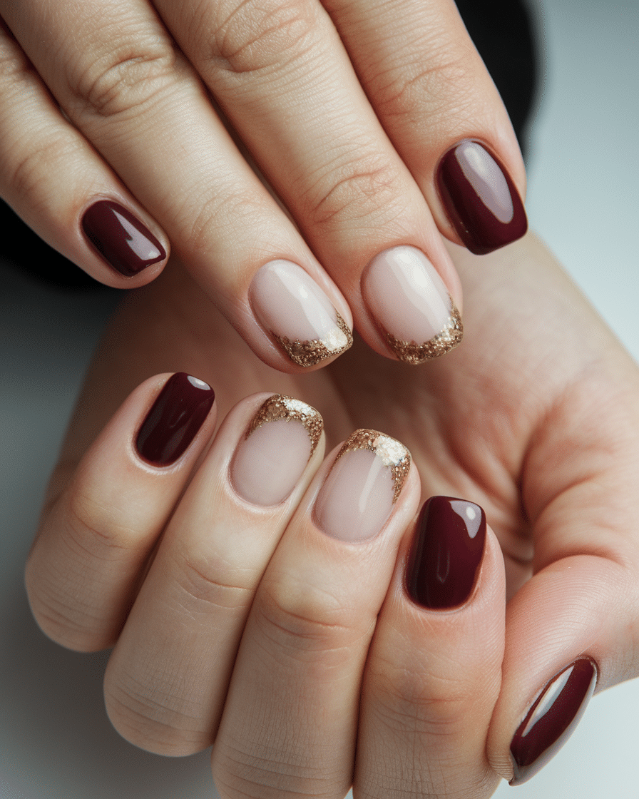 The Timeless Elegance of Burgundy and Gold Nails