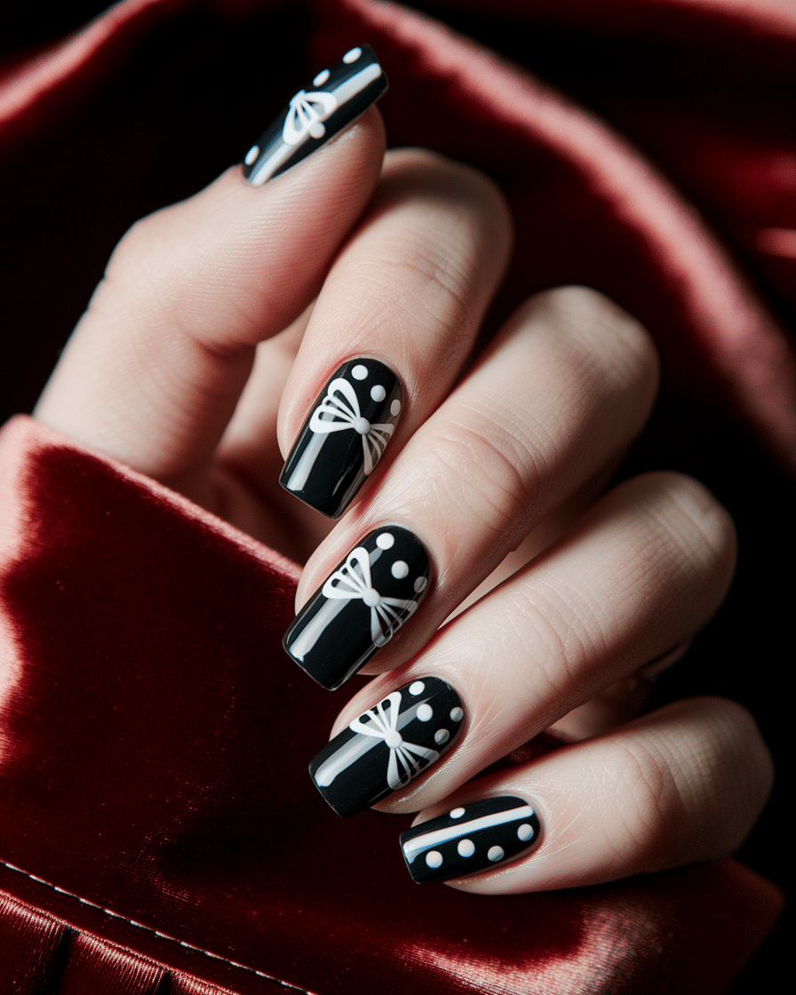 Elegant Nail Trends for 2025: Embracing Black Polka Dots, Bows, and Almond Shapes