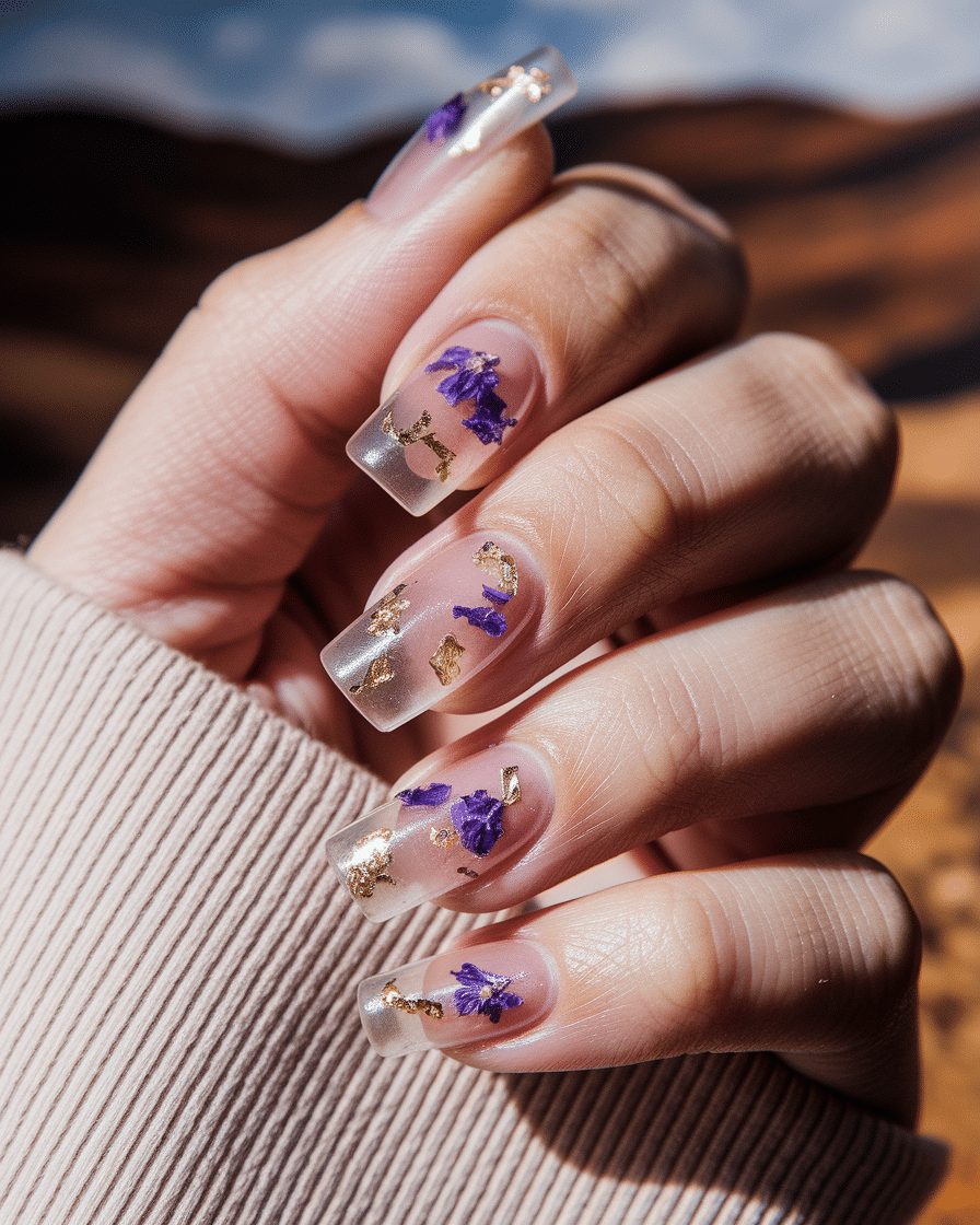 Elegant Floral Nail Designs That Shine with Gold Accents