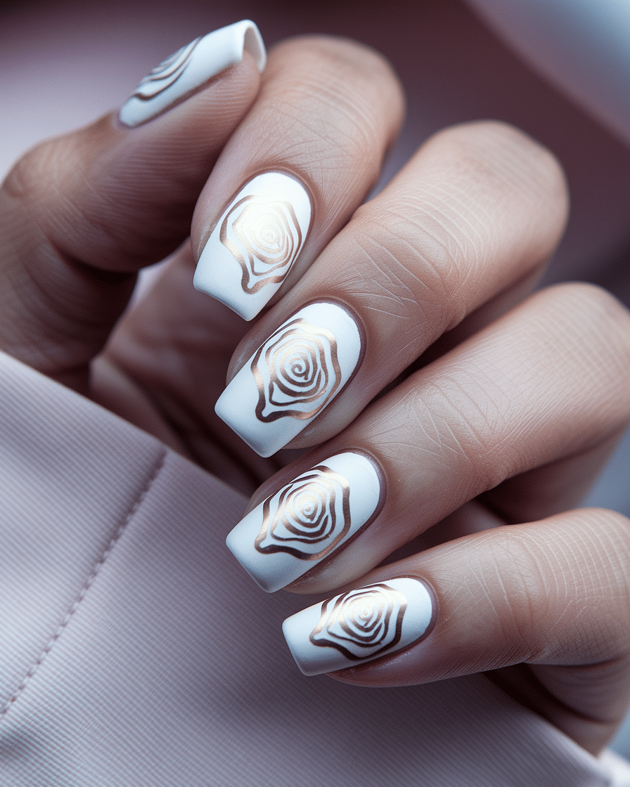 Elegant Floral Nail Designs That Shine with Gold Accents