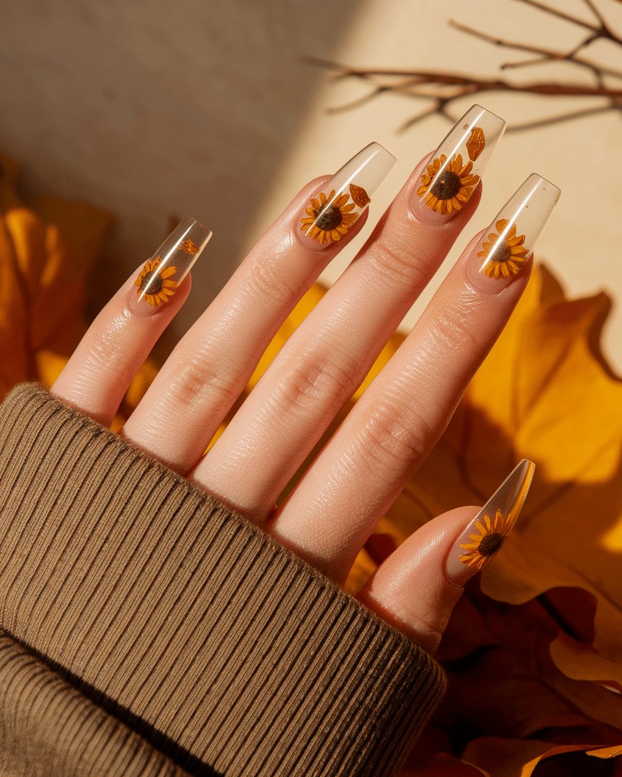 0017_2_a-beautifully-styled-hand-with-transpare_M6SKSR70TgGYyJLT3Rp8Hw_a69zsEbnRRCHEw1IZE5nlg Embracing the Warmth of Autumn with Sunflower-Inspired Nails
