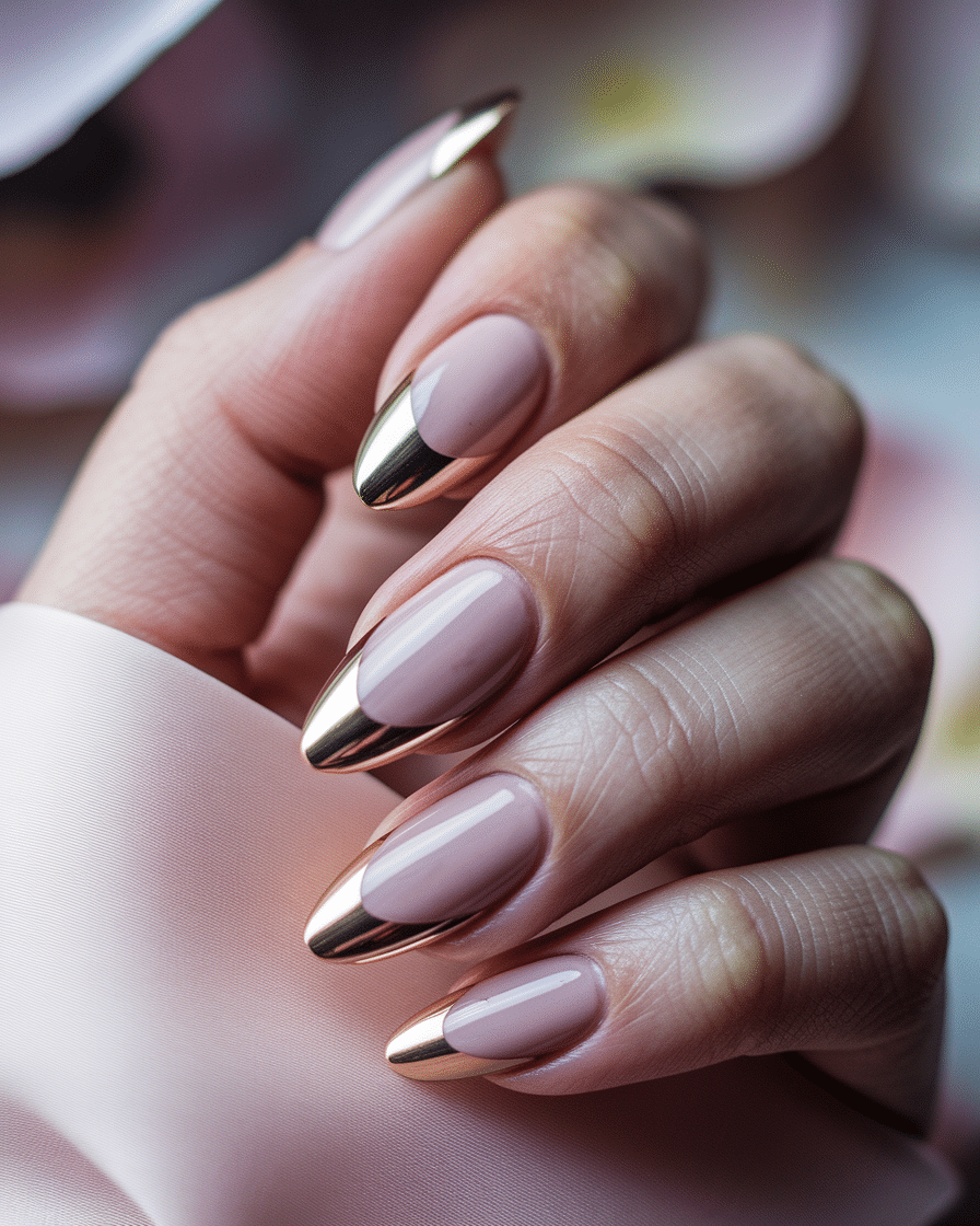 0017_3_a-close-up-photograph-captures-the-delic_QdSp39I2Qqe_kREH4fgRfg_LALllJQ5TS-e4njTi-jW4Q_cover The Allure of Metallic Elegance: Embracing Gold Chrome Almond Nails