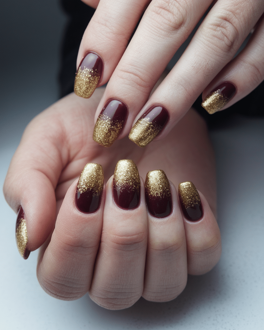 0017_3_a-photo-of-a-hand-with-nails-painted-in-_QhXVkjyERjS8ewrq-dkmsQ_c-KHIfM2Rd-lMUFSIkGSCA The Timeless Elegance of Burgundy and Gold Nails