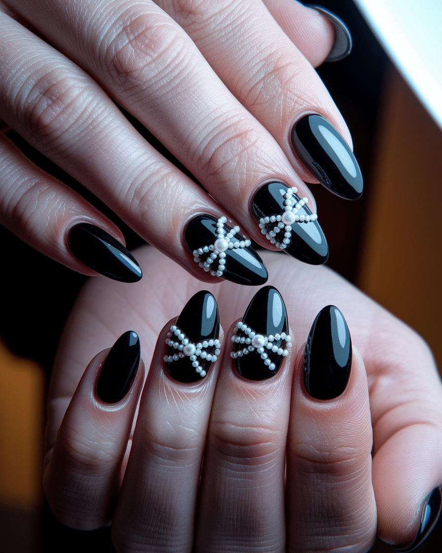 Elegant Nail Trends for 2025: Embracing Black Polka Dots, Bows, and Almond Shapes