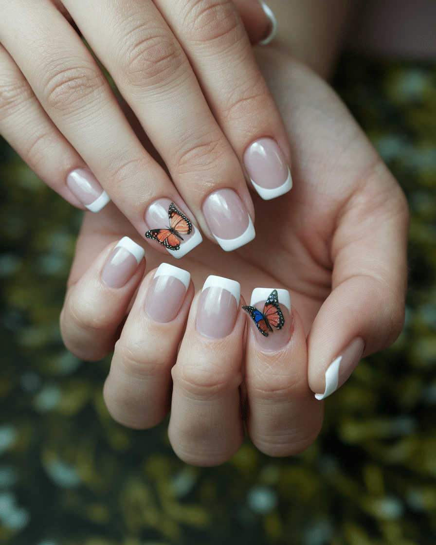 0021_4_a-photo-of-a-hand-with-a-french-manicure_sqtQj0_cSeuI0xHQ4uSzMw_W-4ZUAF0SvOIlxRoc5NLcg Embrace the Magic of Spring with Butterfly-Inspired Nail Art