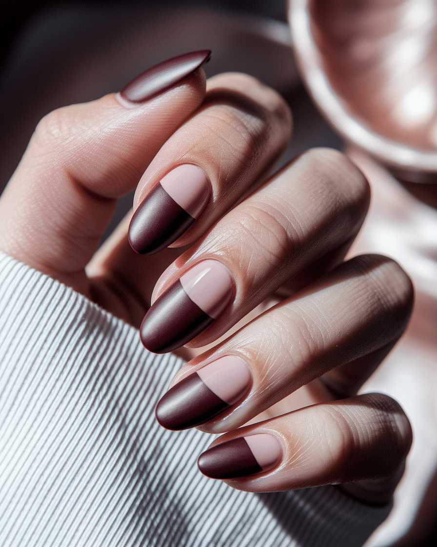 0001_3_a-close-up-photograph-captures-a-hand-wi_IvSTHGaHQPC6U-rd8FskZg_5JKRD_c8Q2Gqka980KZr0Q Elegant Nail Trends for Fall and Beyond: Why Matte Burgundy Almond Nails Are a Timeless Choice