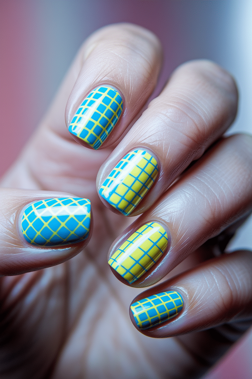 Bright and Refreshing Nail Art Ideas with Blue and Yellow Tones