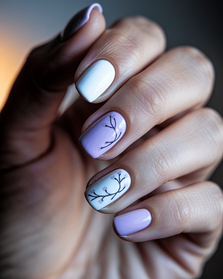Elegant Nail Art Ideas Featuring Lavender and White for a Fresh, Feminine Look