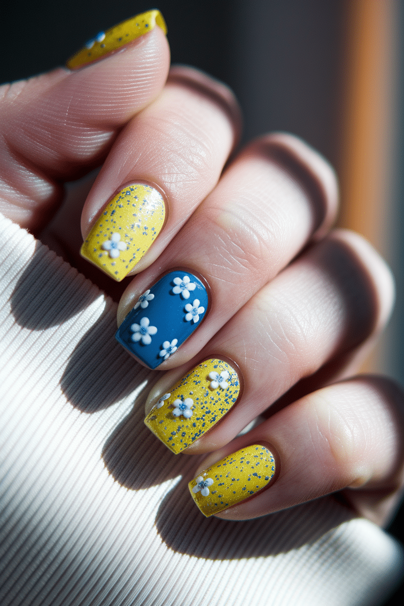 0002_2_a-close-up-photograph-captures-the-intri_K2uAGNHuSuCkaXKzM4yPBA_Lx6p79LeQpemSehEB9Or6w Bright and Refreshing Nail Art Ideas with Blue and Yellow Tones