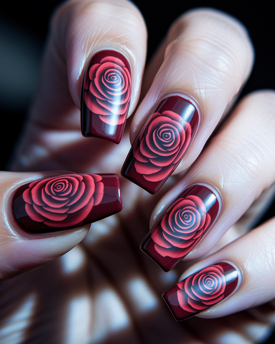 Timeless Nail Art Ideas That Bloom with Bold Red Florals