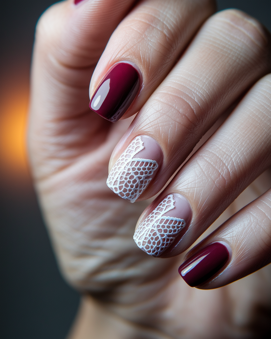 Cozy Nail Trends for the Cold Season: Embracing Burgundy and White Winter Nails