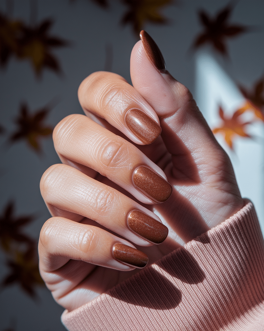 0005_2_a-close-up-photograph-of-a-gracefully-po_oxDxOuEuSRinAyBILDw7sA_jfVI9V0bSZS3B2hj5Fu-ww The Timeless Appeal of Brown Press-On Nails for a Chic, Modern Look