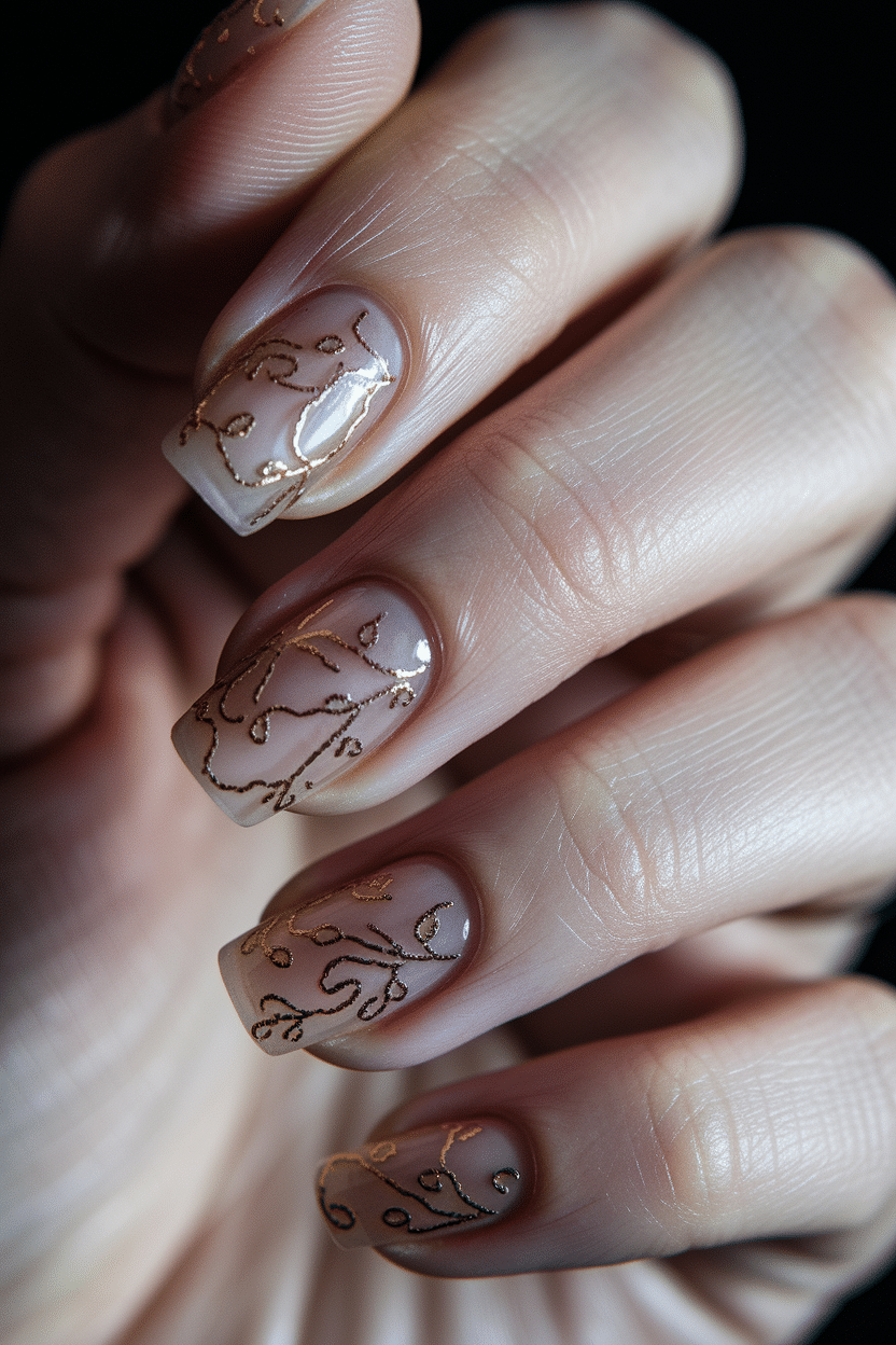0005_3_a-close-up-photograph-captures-the-delic_UXpPJAkIRMu3eFWM354NNQ_bYx13dXgQB-Z9KpblmcMGQ Elegant Floral Nail Designs with Gold Accents That Elevate Your Look