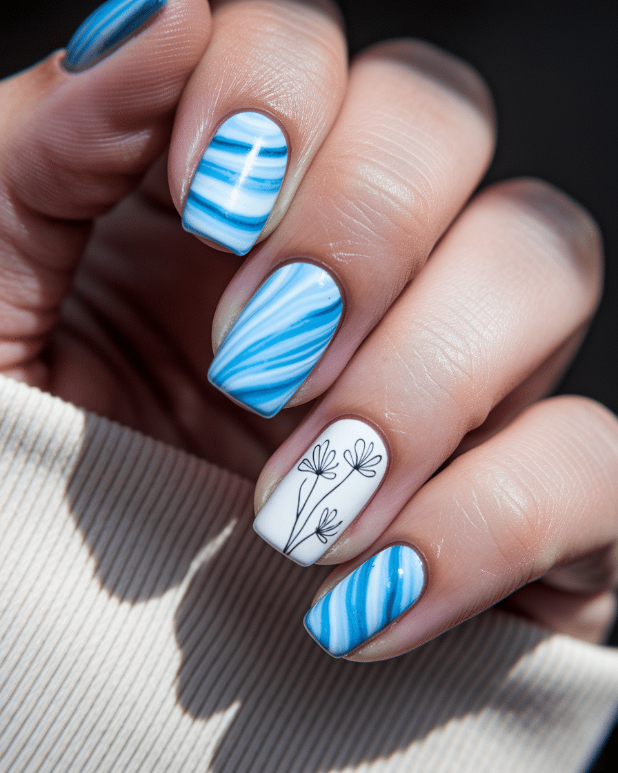 0007_2_a-close-up-photograph-captures-a-hand-wi_8huHzhA4Rrud_kop84ZMsQ_RlWror1lRjGDYHYAOL23ug Discover the Beauty of Blue Flower Nail Designs with a Minimalist Twist