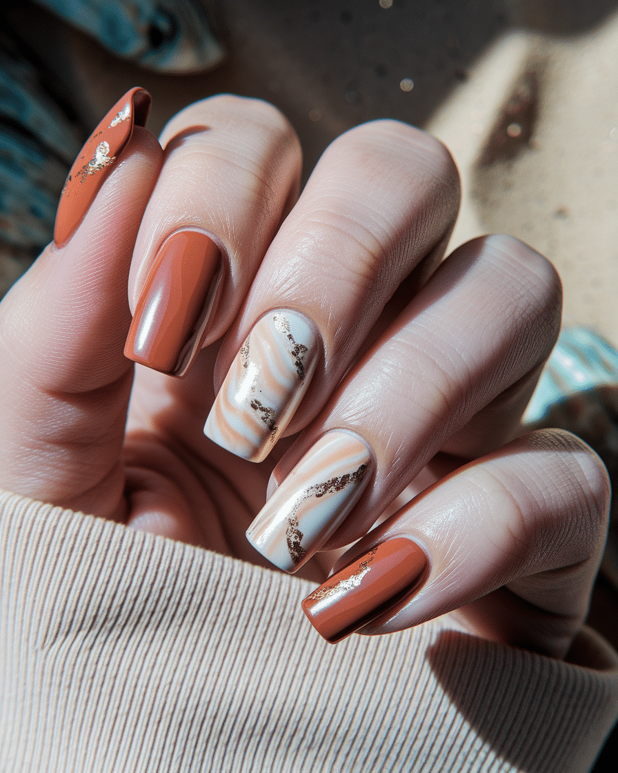 0007_2_a-close-up-photograph-captures-a-hand-wi_Q6q1a5xIR_SMVB3MHhgjAA_UzUx9VjUSey7CJoJ_kAF-Q Fall Beach Wedding Nails: Elegant Nail Designs for a Seasonal Coastal Celebration