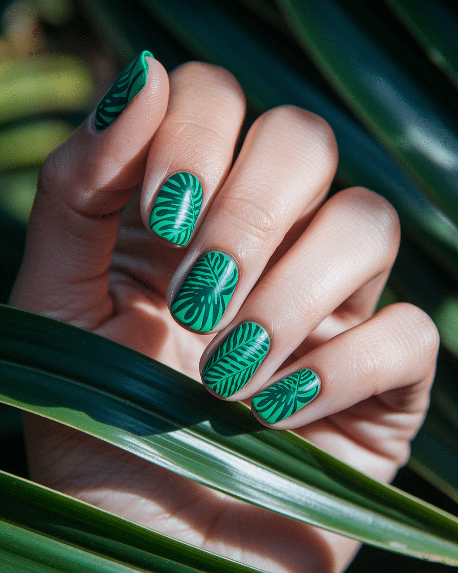 0008_3_a-close-up-photograph-of-a-beautifully-m_rnMjmthLTACrDzDrbY9qdg_NXcVMvrNQpqC-vVVpsK-aQ Best Green Nail Designs for a Trendy Summer Look in 2025