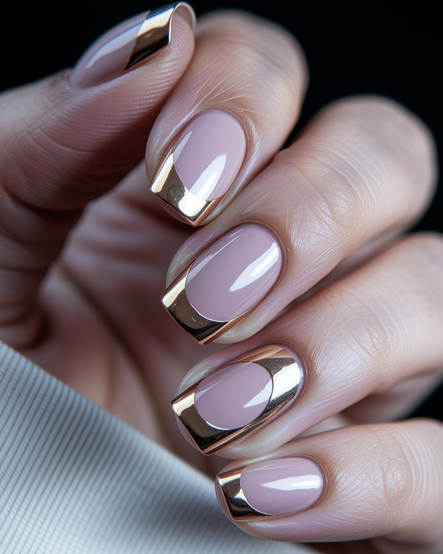 Stunning Nail Designs with Gold Chrome and Almond Shapes