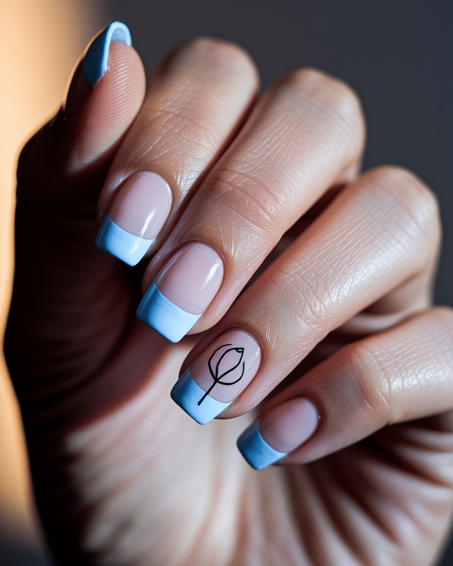 0009_2_a-close-up-photograph-of-a-beautiful-ele_jRPcmS1AQI-GFf1eefBEOQ_F4DH94btQTeC0cS-71xdQg Discover the Beauty of Blue Flower Nail Designs with a Minimalist Twist